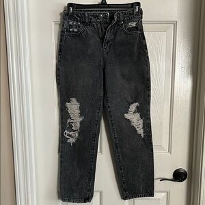Girls RSQ Faded Black Distressed Jeans.